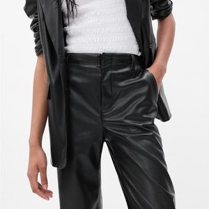 Gap, faux leather, high-rise pants, size 4 tall 33” loose fit